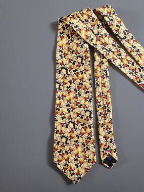 Vintage Mickey Unlimited Mickey Mouse Disney Necktie Tie Yellow Cartoon